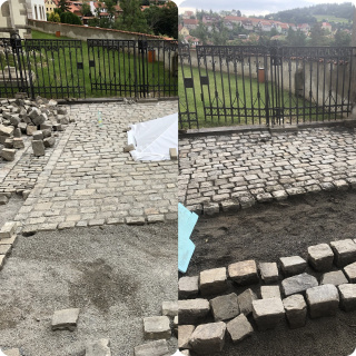Oprava kamenného chodníku