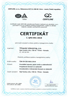Certifikát č. QMS-991-2018