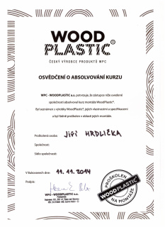 Certifikát WPC - dřevoplastové terasy